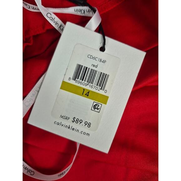 NWT Calvin Klein Poly/Spandex Cherry Red Bodycon Sheath Dress  Sz 14 - Picture 6 of 7